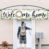 Sumind Welcome Home Banner Large Welcome Home Sign Decorations with Rope Hanging Seasonal Spring Flower Garland Grass Backdrop for Housewarming Party