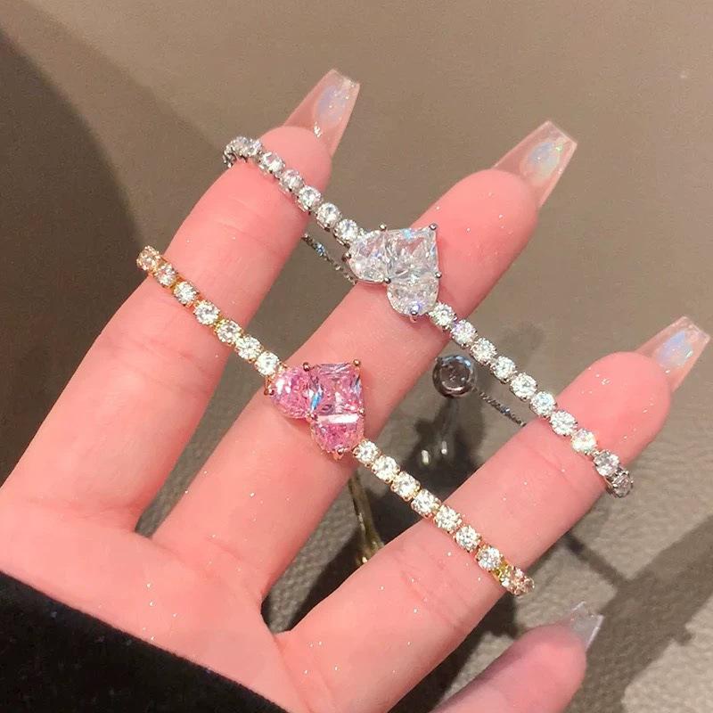 Koreanisches eingelegtes Zirkon-Herz-Armband - High-End Leichter Luxus Modeschmuck