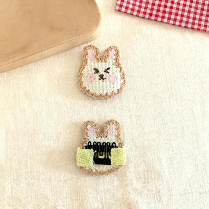 Adorable Fabric Rabbit Hair Clips for Kids - Gentle On Hair, Perfect for Side Bangs.