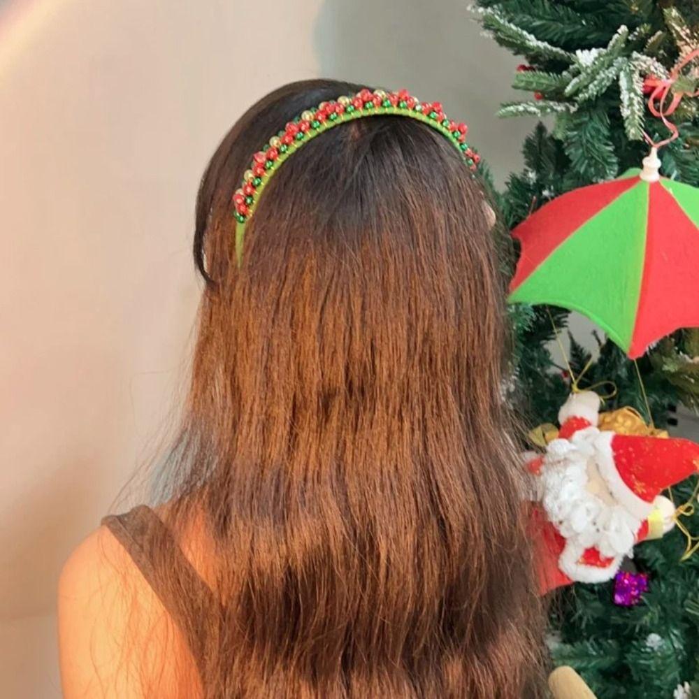 New Year Christmas Headwear Thin Edges Xmas Hairband Christmas Jingling Bell Headband Headdress