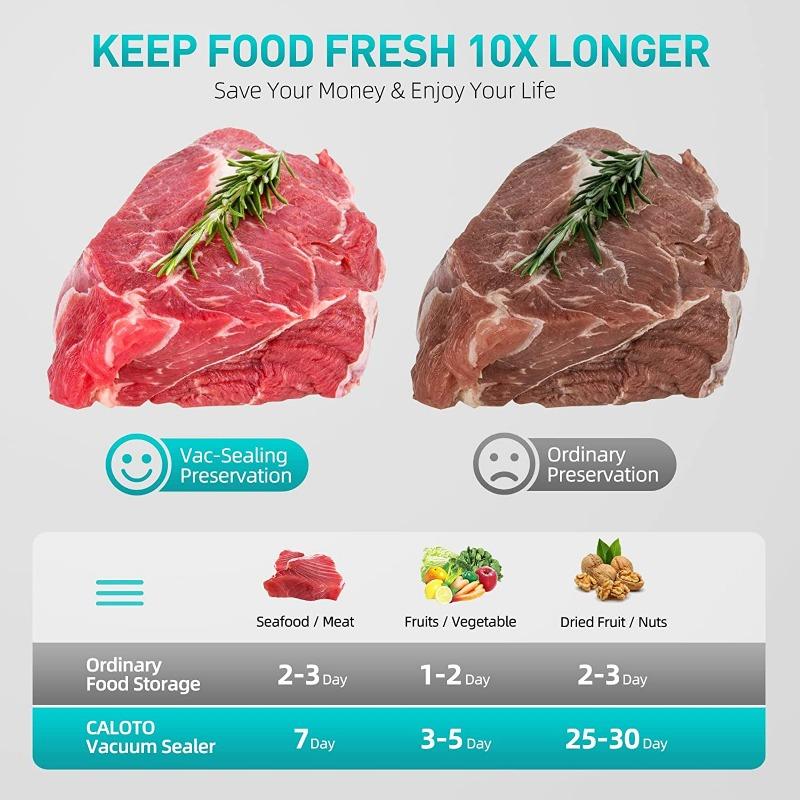 Portable Food Sealer Vacuum Machine with Free Bags - Automatic and Food Saver for Home Kitchen With Vacuum-sealed Suction Tube