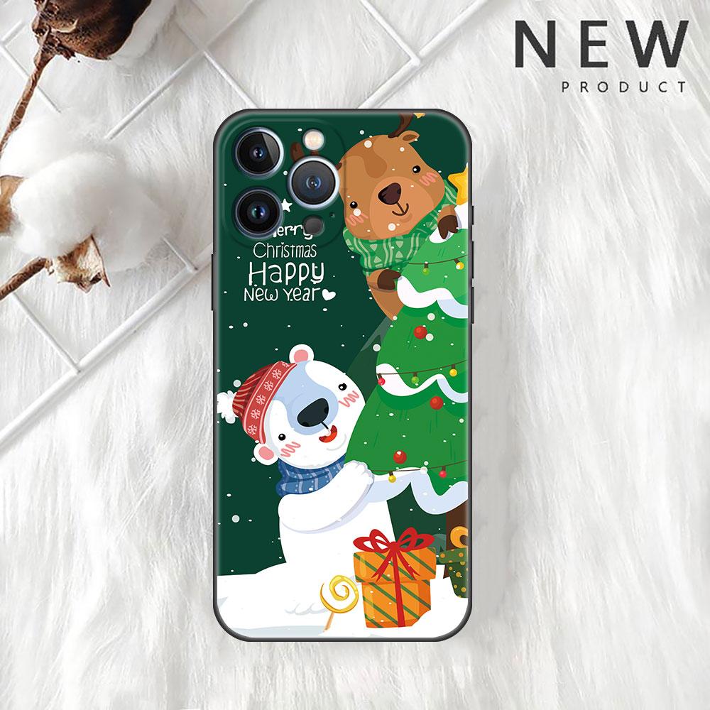 Carcasă de telefon moale cu model om de zăpadă de Crăciun pentru Apple iPhone 14 11 13 12 Pro 7 XR X XS Max 8 Plus 6 6S 14Pro, neagră