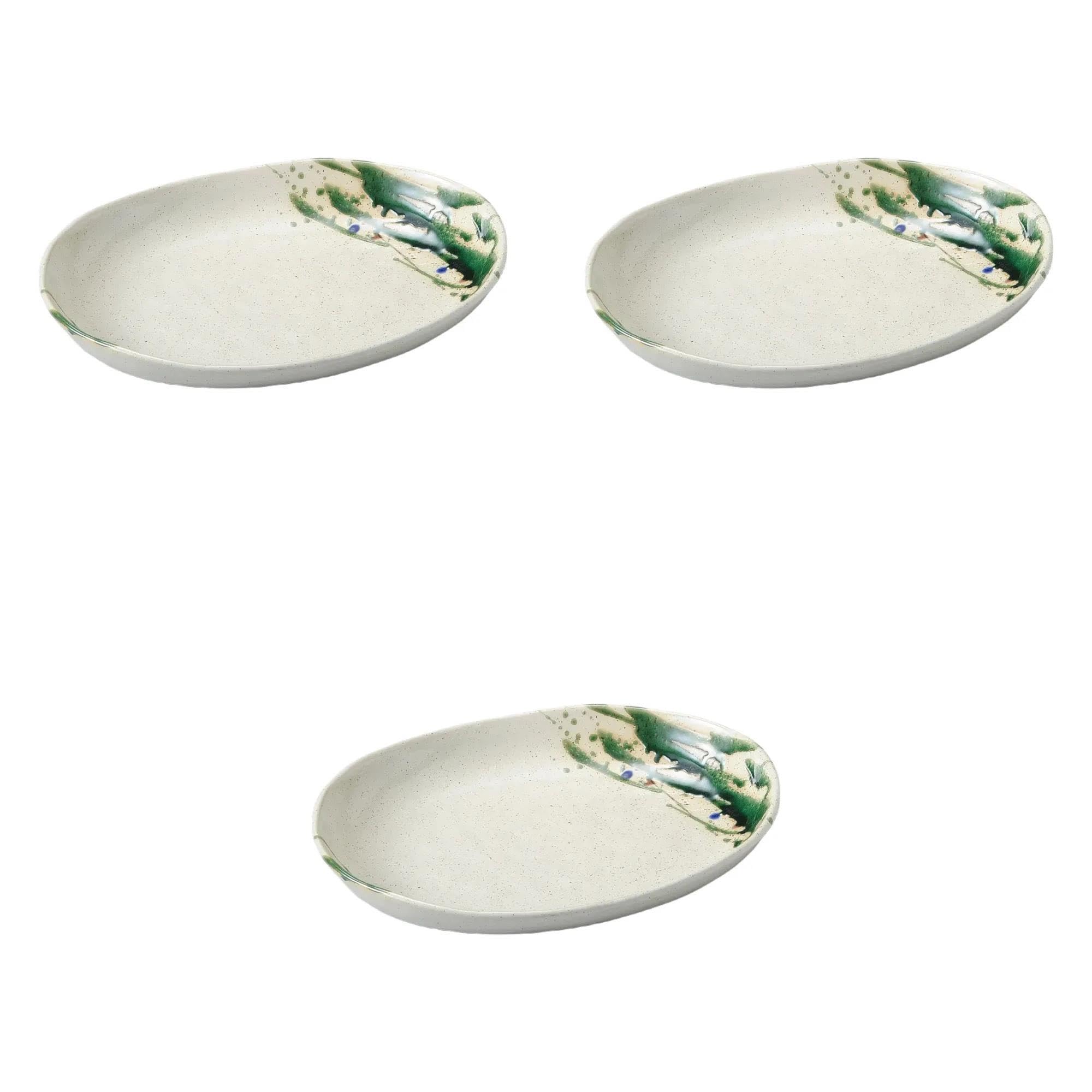 

Set of 3 Wildflower Oval Plates x 20 x Medium Oval Bowls by Setomonohonpo 9-inch [26.3 3.5 cm]