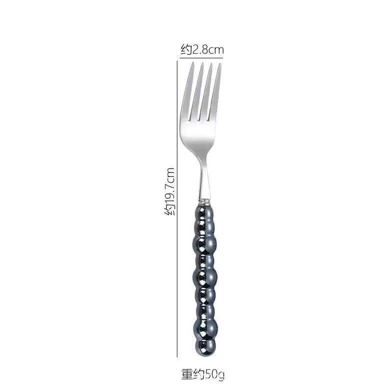 Light luxury Pearl Byen cutlery spoon High appearance level ceramic handle cutlery Steak cutlery Dessert cake fork 1PC