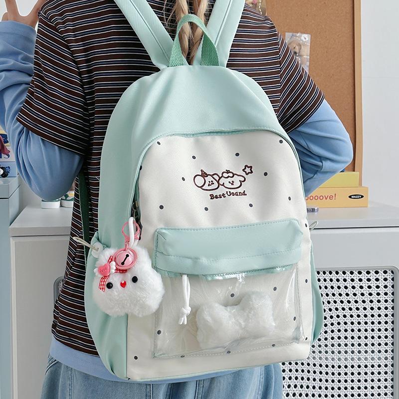 Schoolbag Cute Sweet College Style Student School Bag Female Japanese High Value Ins Versatile Backpack Large Capacity Transparent Pain Bag