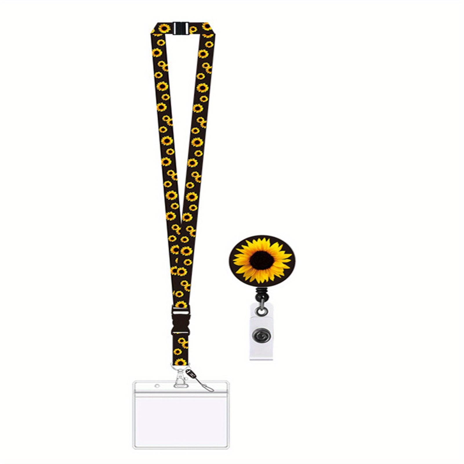 

Sunflower Design PVC Lanyard with Invisible Pocket, Adjustable Neck Strap for ID Badge, Cell Phone, Bag, and Loss Prevention Holder