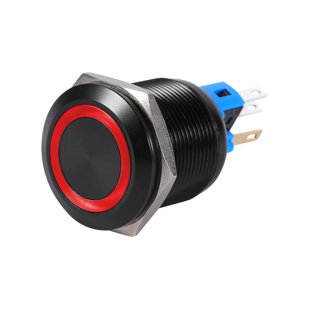 22mm 12V-24V Wasserdruckschalter Selbstverriegelnd Druckknopf Rot LED