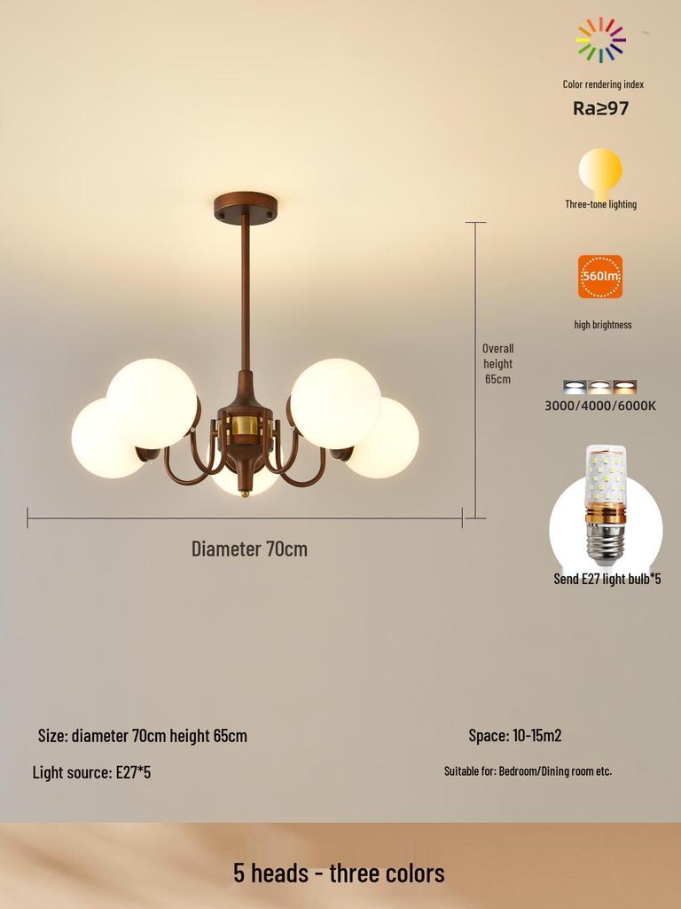 Mid-Century Nanyang Style Chandelier: Retro Space-Inspired Lighting for Living Room, Dining Room & Bedroom with Eye-Protection.