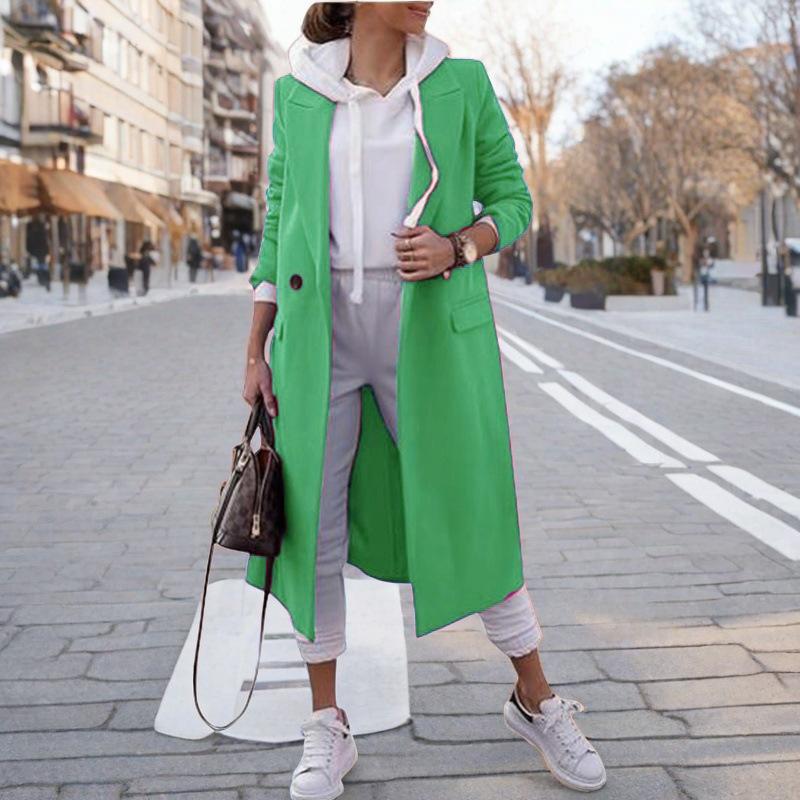 

Длинный шерстяной женский кардиган-пальто на осень и зиму M зелёный