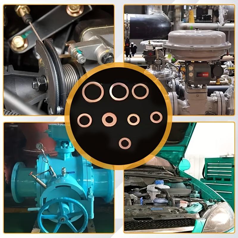 Copper Washer Gasket Assortment Kit M8/M10/M12/M14 Flat Seal Ring Set for Sump Plugs Oil Drain Bolts Automotive Plumbing Repair