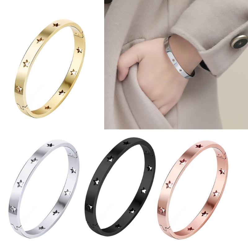 Chic Bracelet Wrist Jewelry Hollow Star Bangle Suitable for Fashionable Outfit