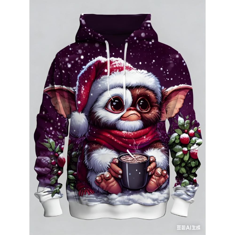 Christmas snowflake monster pattern men's hoodie