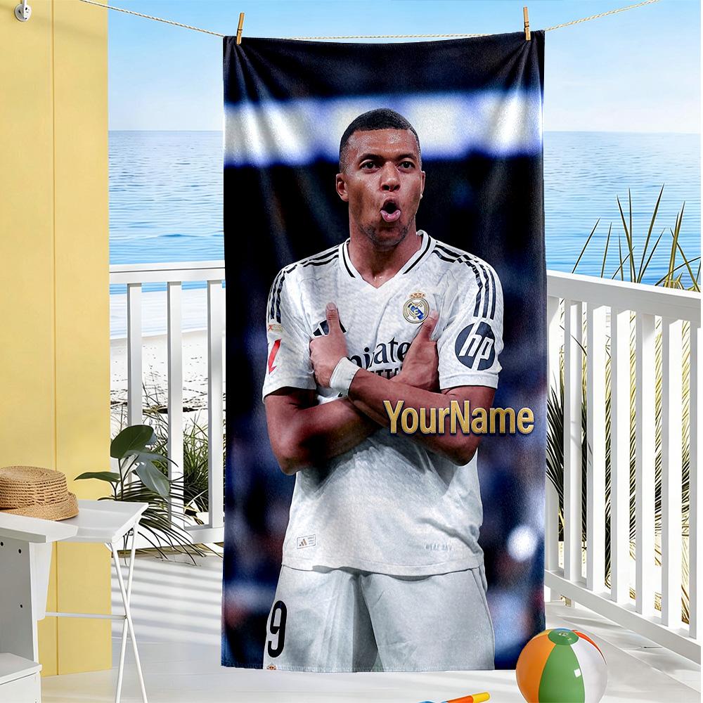 Mbappe Personalized Text Beach Towel Soft Durable Quick-Dry Suitable for Sports Travel Swimming Yoga Bathroom Beach And Pool