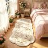 Mädchenhafter Stil Teppiche für Wohnzimmer Rosa Blumen Schlafzimmer Dekor Teppich Flauschig Weich Unregelmäßiger Nachttischteppich Zuhause Verdicken Fußmatte
