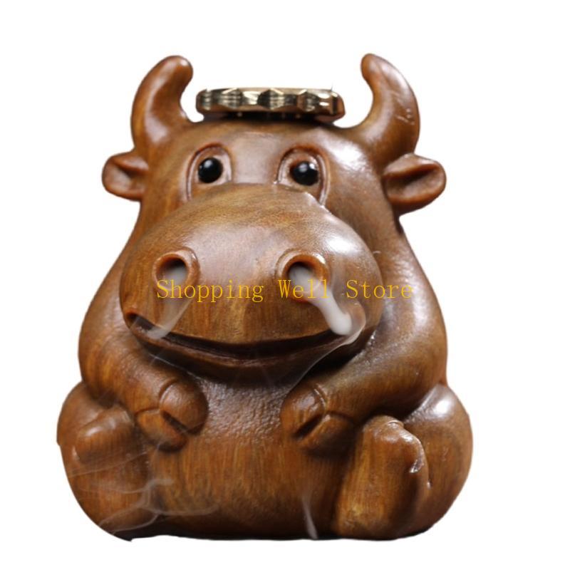 KX4B Waterfall Backflow Incenses Burners Handmade Censers Incenses HolderAromatherapy Cow Hippo Ornament Home Decors