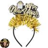 Party Accessory New Year Headband with Number Logo 2026 New Year Headband with Black Golden Sequin Design for Celebrations