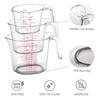 1Cup,2Cup,4Cup Transparent Nesting Measuring Cups Set Plastic Angled Grip Scales Liquid Measuring Cup For Kitchen Cooking