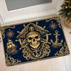 1pc Vintage Nautical Pirate Floor Mat Suitable for Entryway, Bathroom with Anchor, Ship Wheel & Compass - Non-Slip Absorbent Carpet, Machine Washable