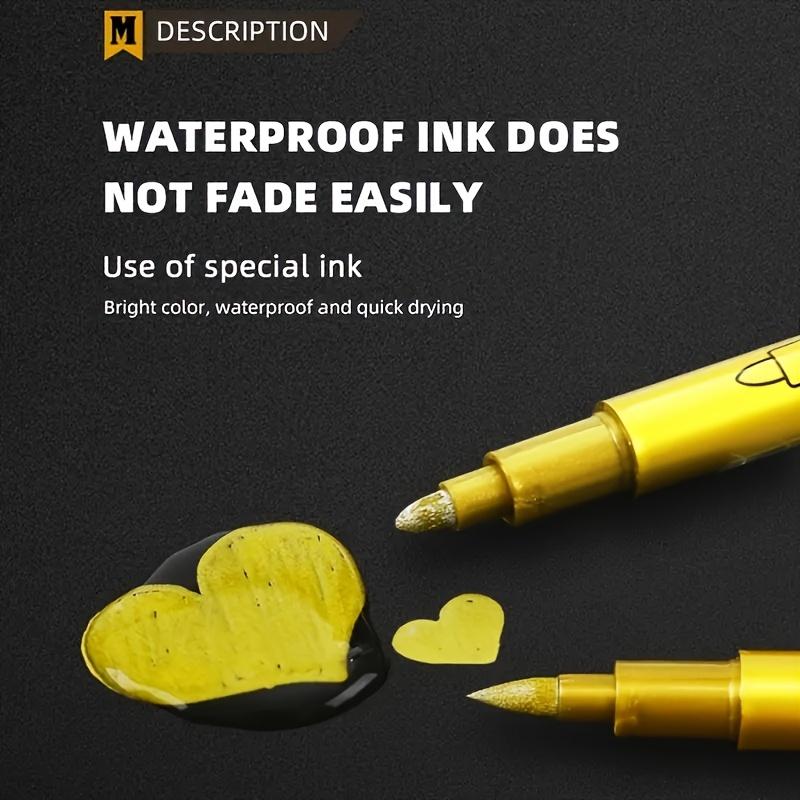 2pcs Golden and Silvery Permanent Golden Marker Pens - Waterproof, Suitable for DIY Crafts, Resin Art, and Office Supplies