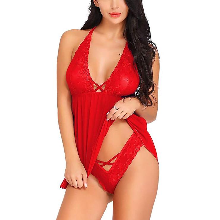 Baby Doll sopra il ginocchio da donna in pizzo e poliammide spandex floreale