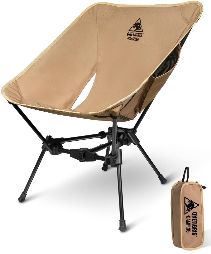 OneTigris Tigerblade Outdoor Folding Camping Low 150kg Weight Enhanced Hiking and Outdoor Gear Chair, Chair, Capacity, Stability, (Brown)