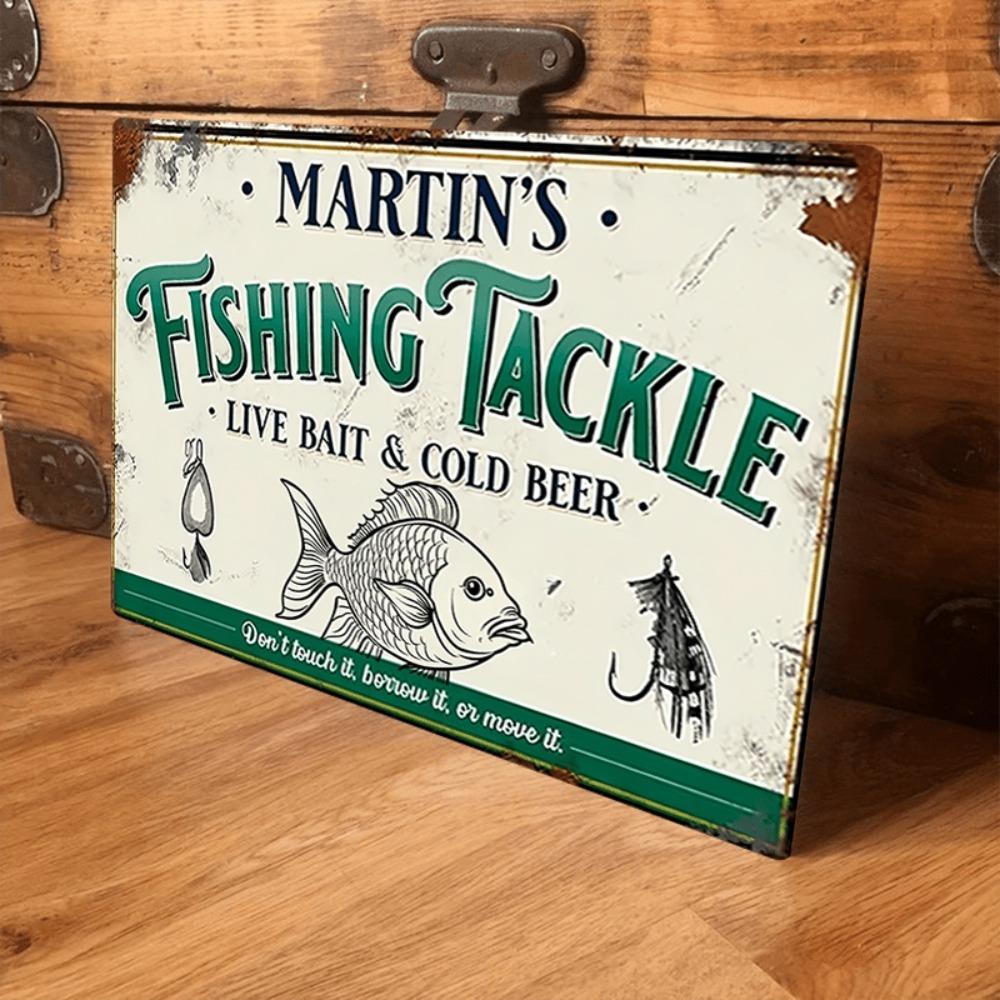 Custom Metal Sign Retro Fishing Wall Art 8x12 Inch Man Cave Decoration