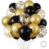 30PCS 10/12Inch White And Golden Balloons Pearl White Balloons Golden Confetti Balloons For Birthday Weddings Anniversary Party