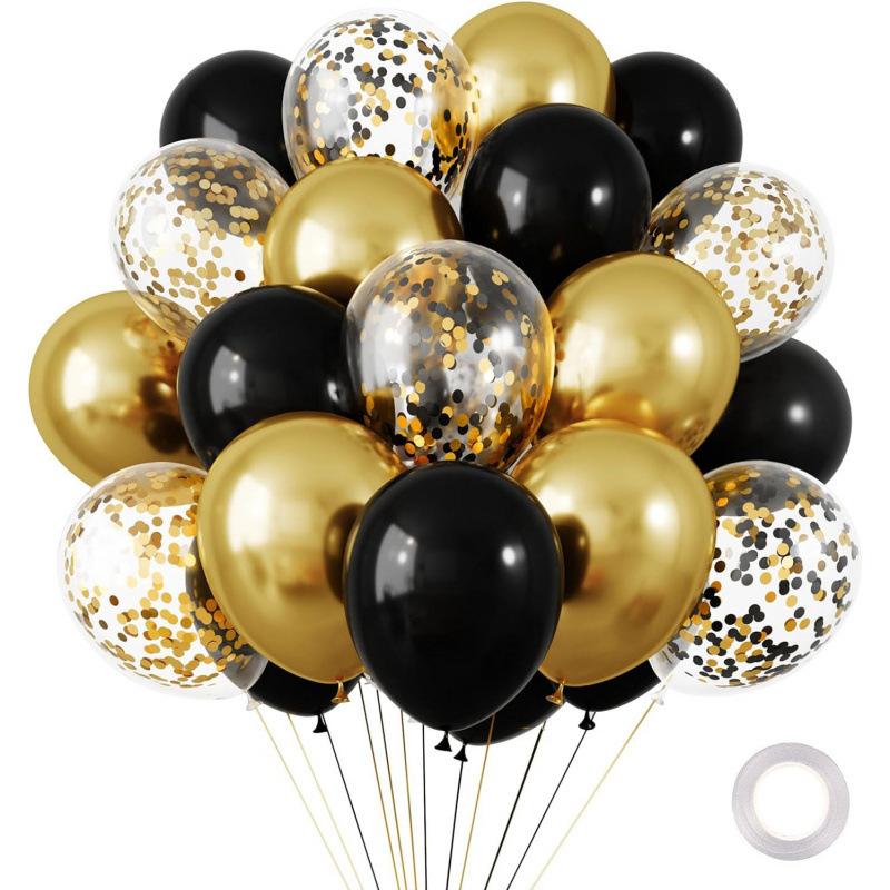 30PCS 10/12Inch White And Golden Balloons Pearl White Balloons Golden Confetti Balloons For Birthday Weddings Anniversary Party