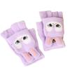 Winter Cartoon Rabbit Kids' Convertible Fingerless Fleece-Lined Gloves for Warmth and Writing.