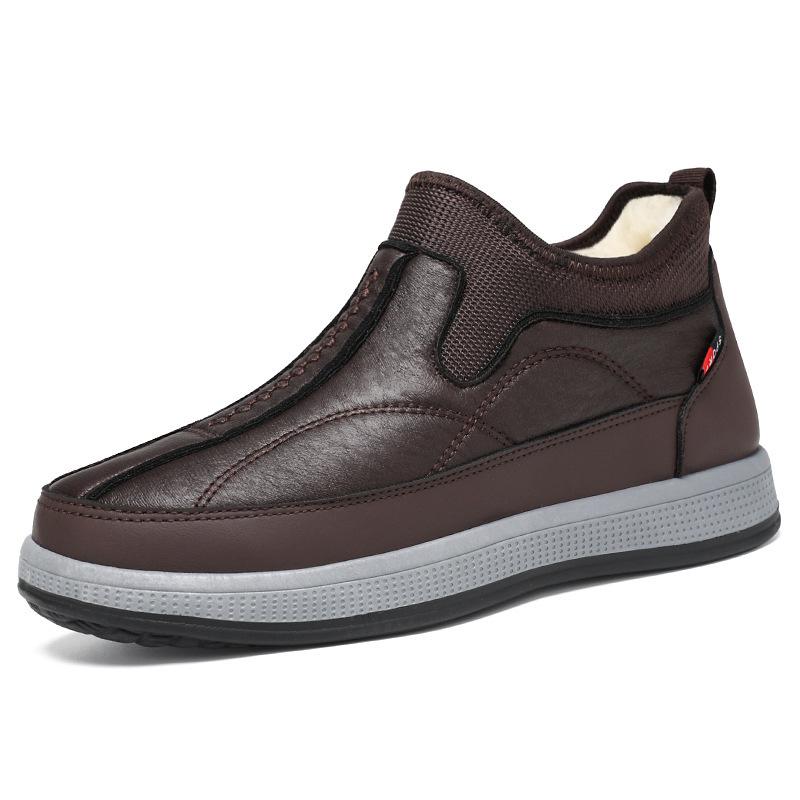 

Хлопковые туфли зимние новые мужские хлопковые туфли для улицы повседневные бархатные теплые мужские туфли теплые утолщенные туфли для папы с одной педалью 44 темно-коричневого