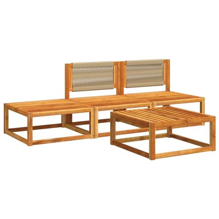 VidaXL 4-Piece Garden Sofa Set with Cushions In Acacia Wood and Rope 3278866