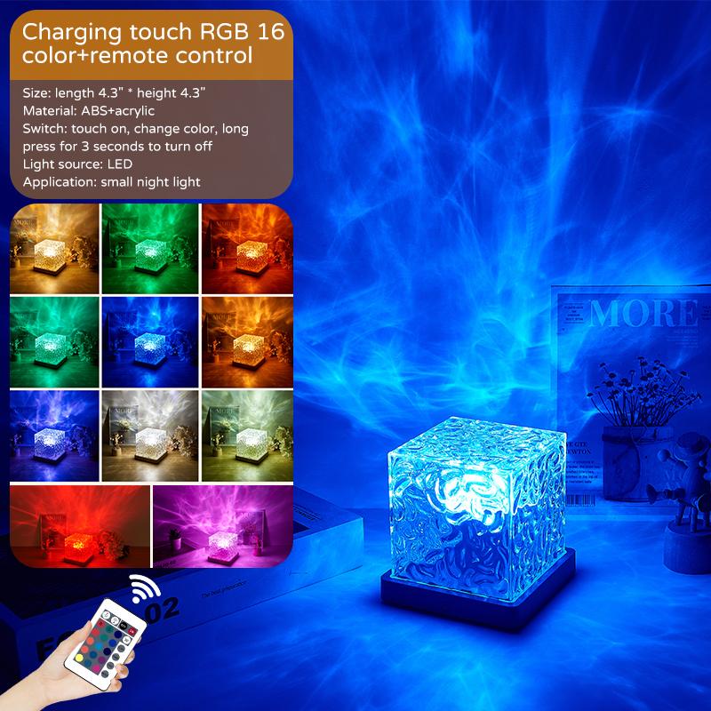 Projection Night Light Water Ripple Led Lamp16 Colors Atmosphere Light Bedside Decoration Projector Lamp Christmas Birthday Gift