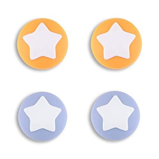 eXtremeRate PlayVital Cute Switch Thumb Grip Compatible with Nintendo Switch and OLED Thumbstick Cap Covers Violet Star-Shaped Caps, Switch, Lite,