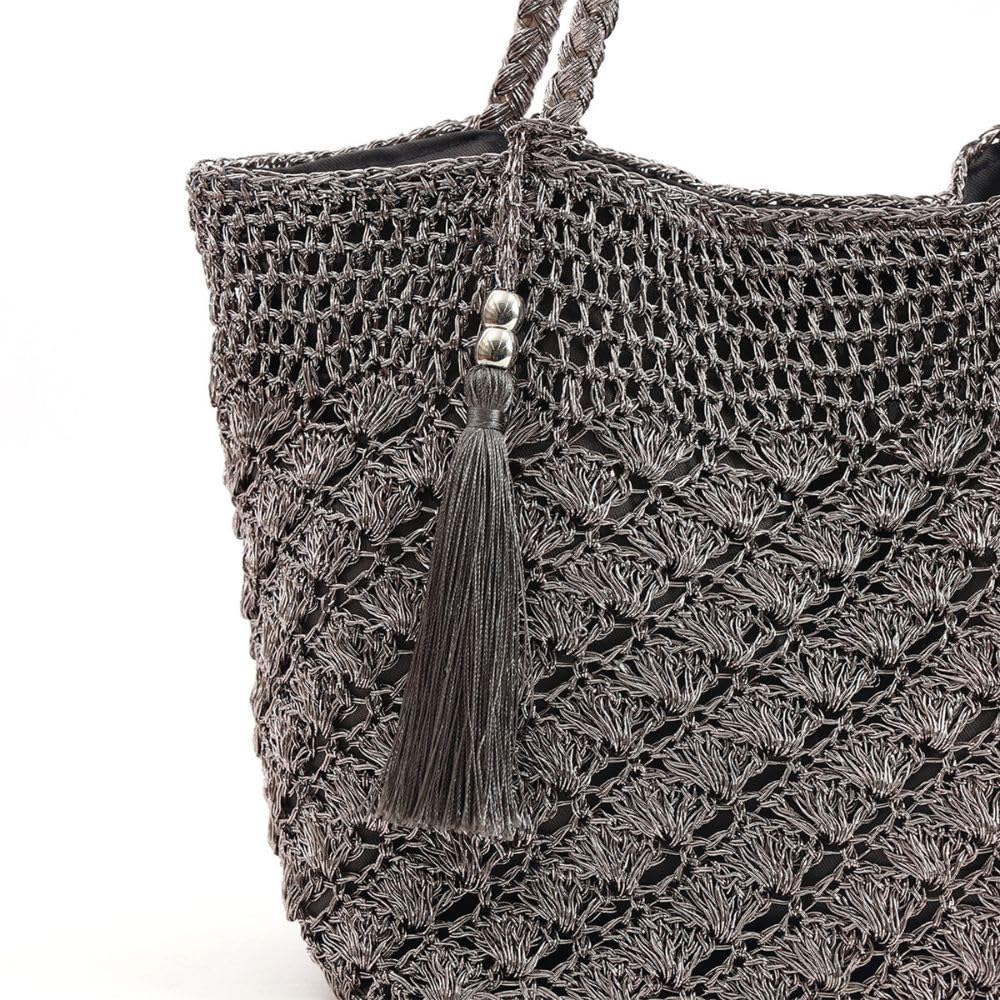 Cuco Metallic Knit Tote Bag 2513112001 Silver (906)
