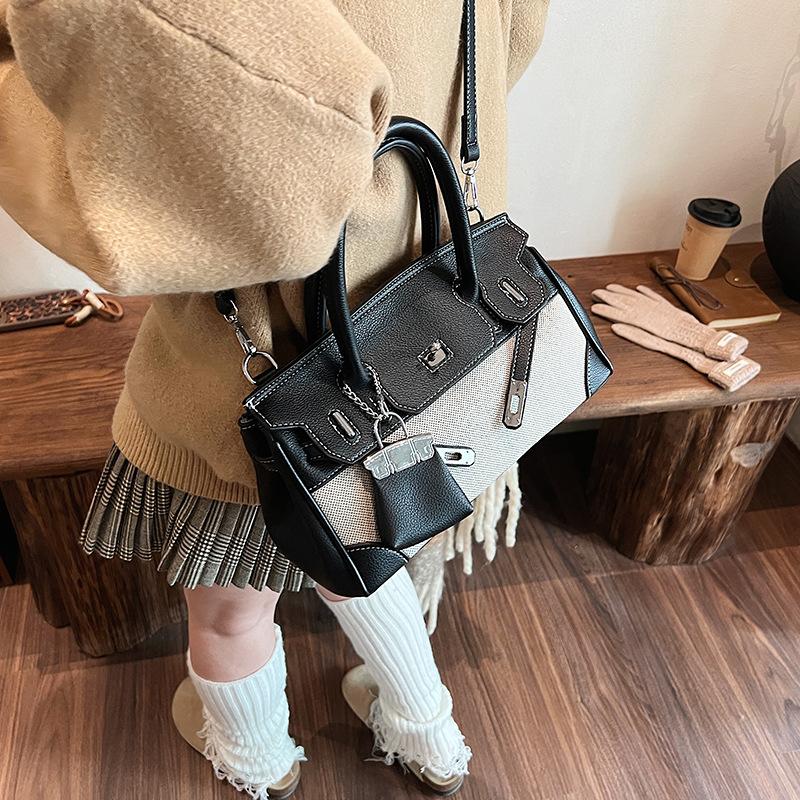 Women's bag personalized canvas leather platinum bag fashion casual one shoulder oblique span handbag tide