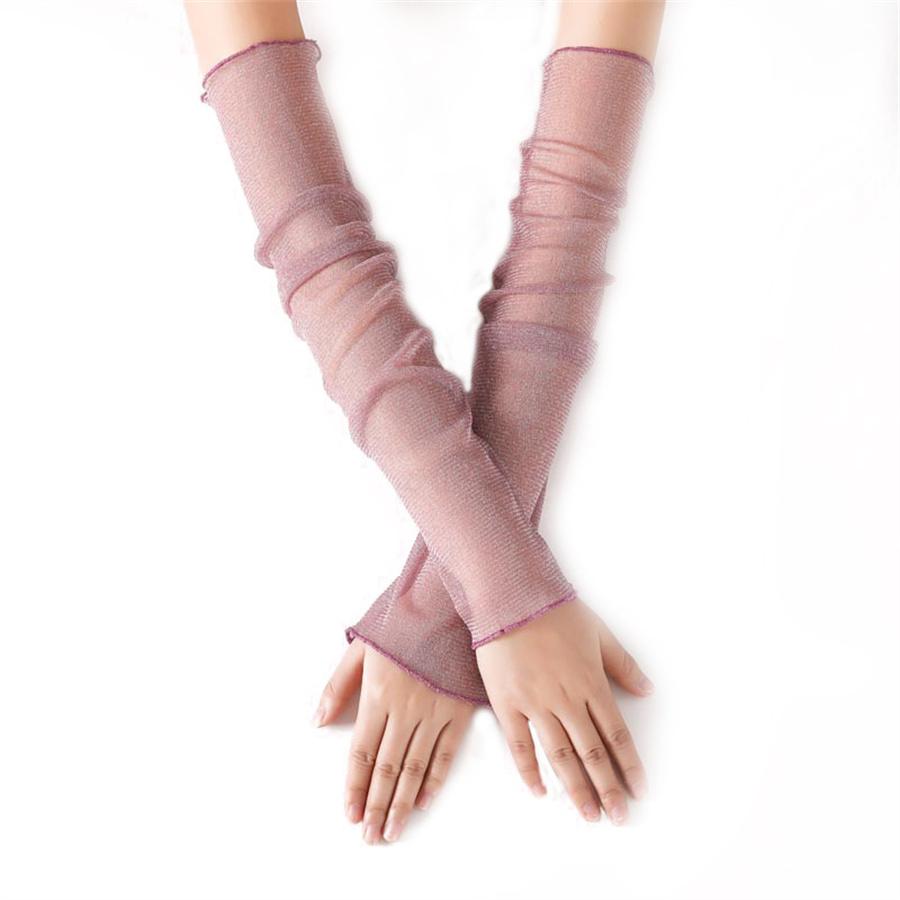 Sheer Mesh Arm Sleeves Sun Protection Gloves for Women
