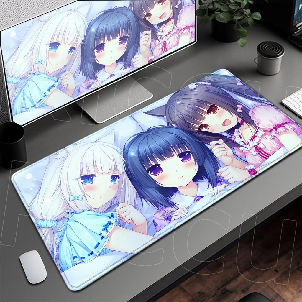 Anime Nekopara Cute Girl Carpet Large Computer Desktop Protect Cushion XXL Gaming Lock Edge Thicken Mouse Pad Speed Keyboard Mat