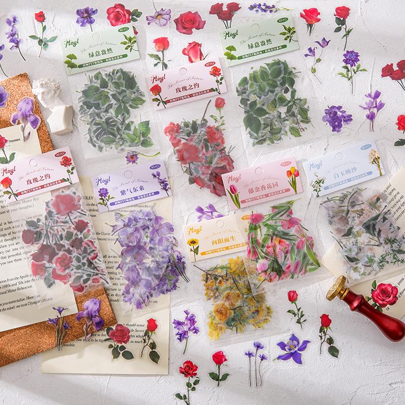PVC Flower & Plant Stickers for DIY Crafts, Journals, Collages & Kids' Gifts