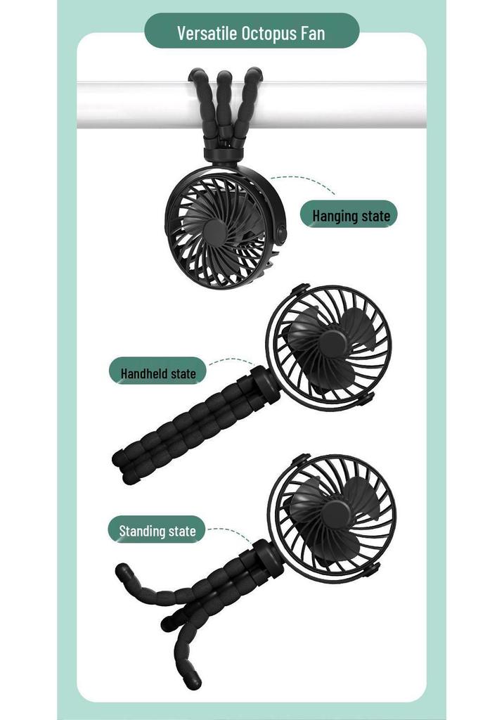 Octopus Mini Foldable Handheld Desktop Stroller Fan