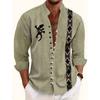 Men S Long Sleeve Chinese Style Button Placket Printed Shirt