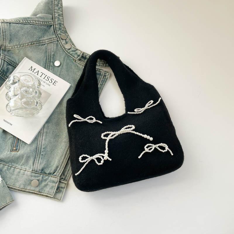 Высококачественный жемчужный бант Высококачественная простая сумочка Женская сумка под мышку Ленивый стиль ручная сумка-жилет