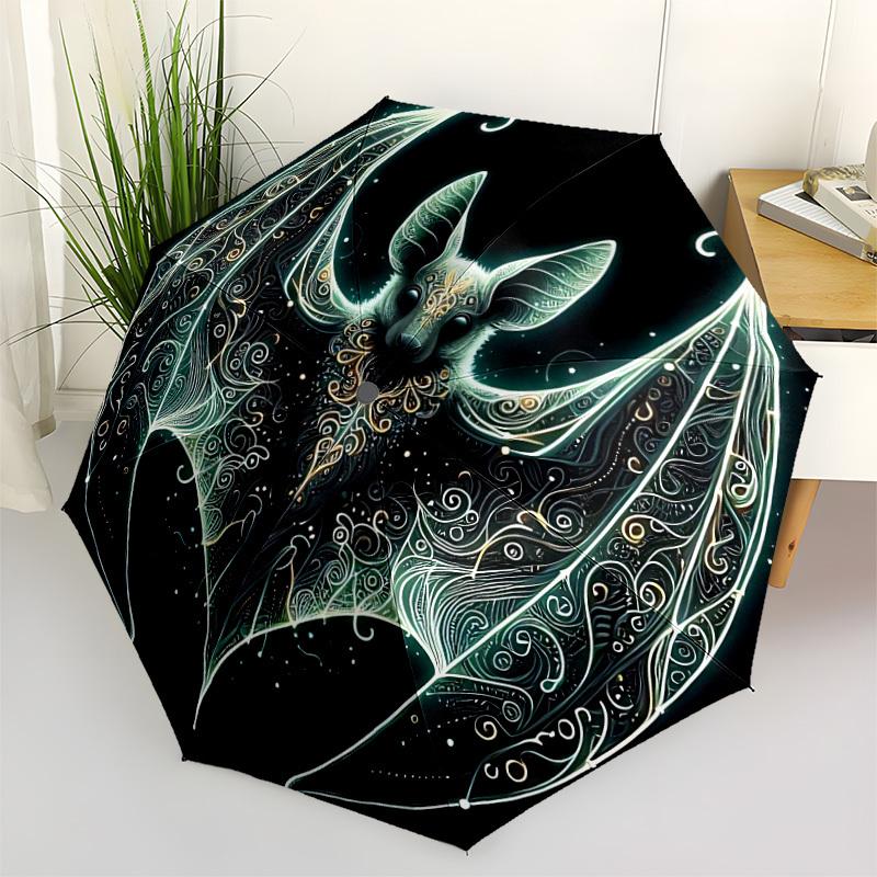1pc Bat Wings Automatic Folding Umbrella, Lightweight Retractable Compact Travel Umbrella, 8-Rib Sturdy Frame090
