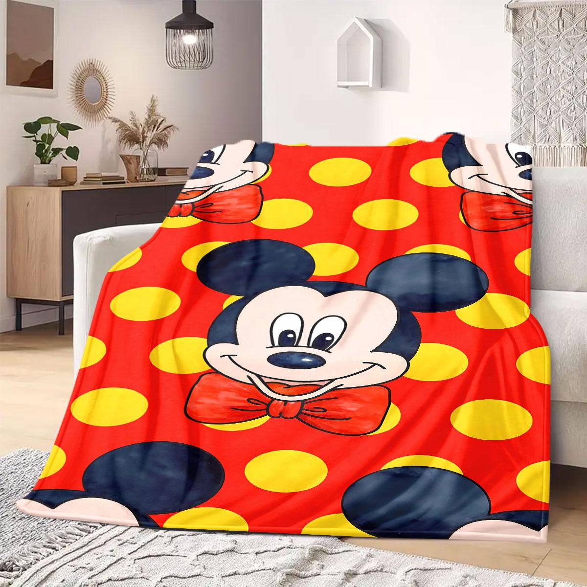 

Mickey Print Cartoon Flannel Blanket for Bedrooms Sofas Beds Chairs Picnics Travel Home Decor Gift All Seasons 75x90cm