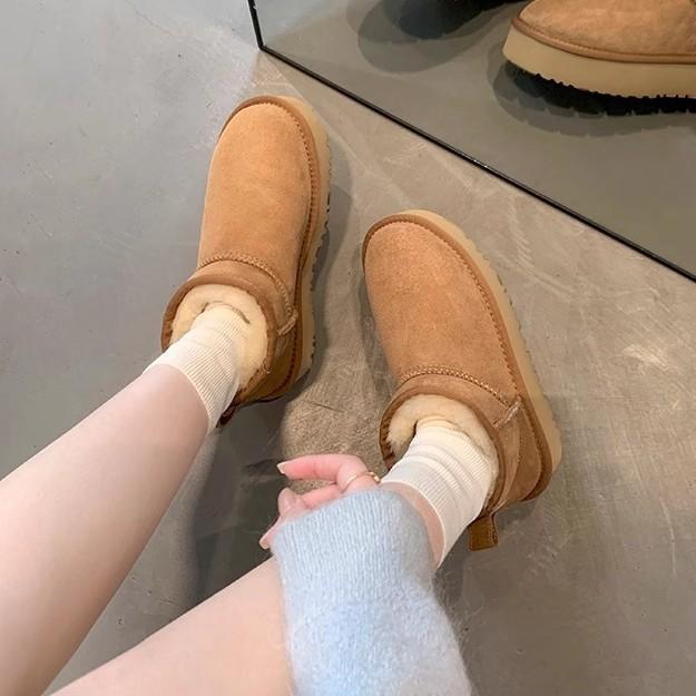 Grape Mother Winter New Thick Velvet Snow Boots Korean Version Short Tube Thick-soled Heightening Boots Women Wear Warm Cotton Boots