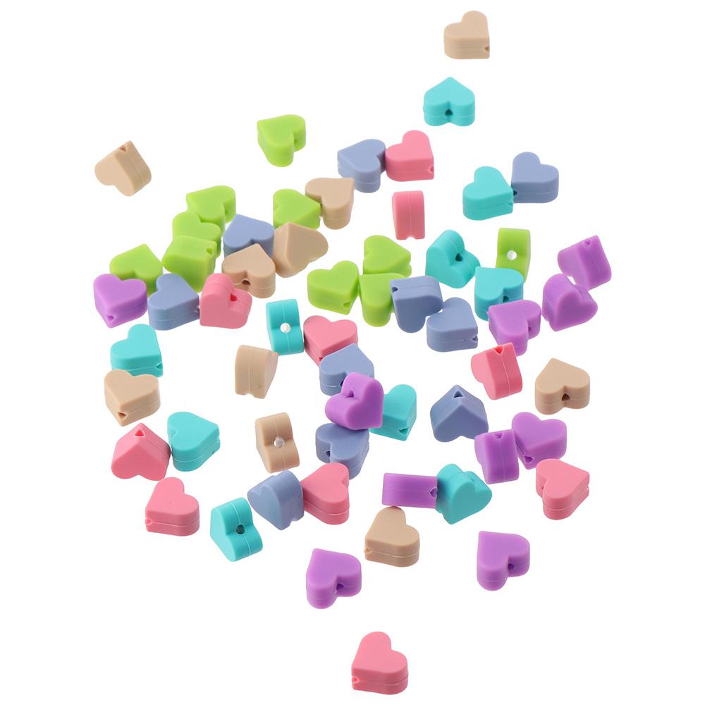 

Разноцветные бусины ярких цветов, силиконовые бусины, свободные бусины в форме сердца, аксессуары для самостоятельного изготовления