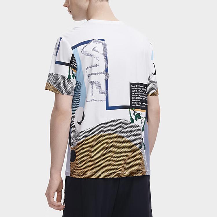 Fila Fashion Full Print Letter Round Neck Pullover Short Sleeve T-Shirt Men Tops Multicolor F11M328101FZA