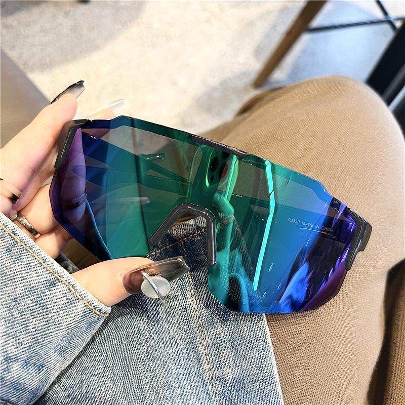 

New Cycling Sunglasses Large Frame UV400 Shades UV Protection Outdoor Sports Windproof Anti-Ultraviolet Hiking Climbing Goggles зелений