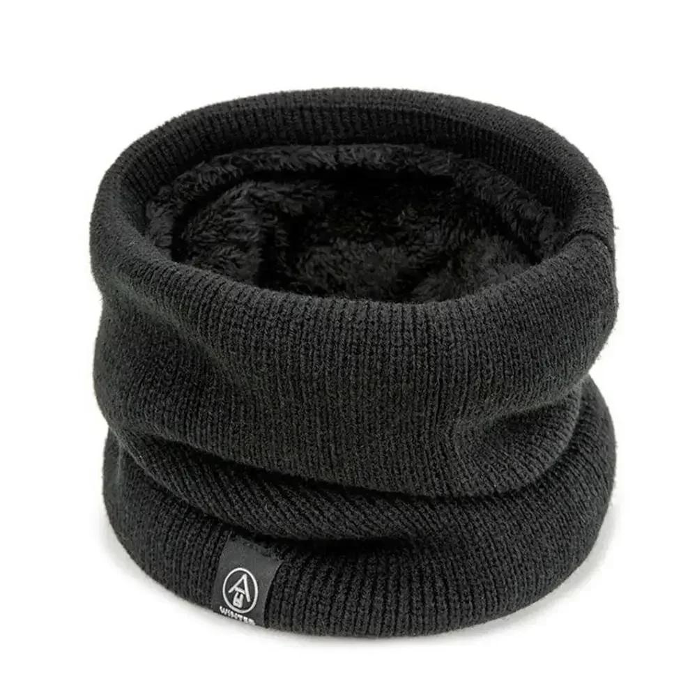 Warmer Winter Ringschal Damen Herren Unisex Einfarbig Plus Samt Gestrickt Vollgesichtsmaske Snood Halsschals Bufanda Dicke Muffel