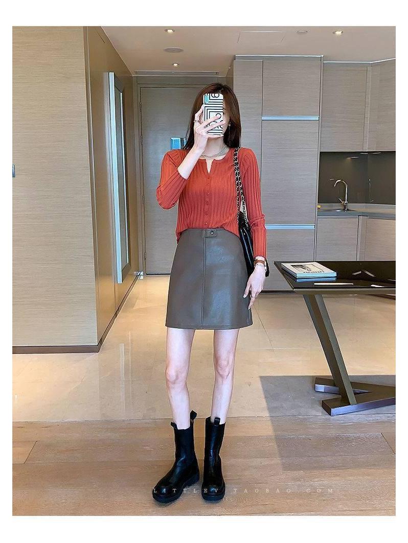 

Приталенный кардиган в корейском стиле 2025 года, в рубчик, для женщин One Size кирпич красный