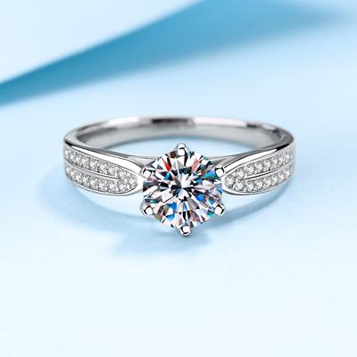 S925 Silberring für Frauen Platin PT950 eingelegt mit D-Farbe Moissanit Diamantring leere Unterstützung Ehering Vorschlag Diamantfinger